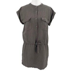 Journal Standard Linen Blend Utility Dress Pockets Taupe Brown size Medium